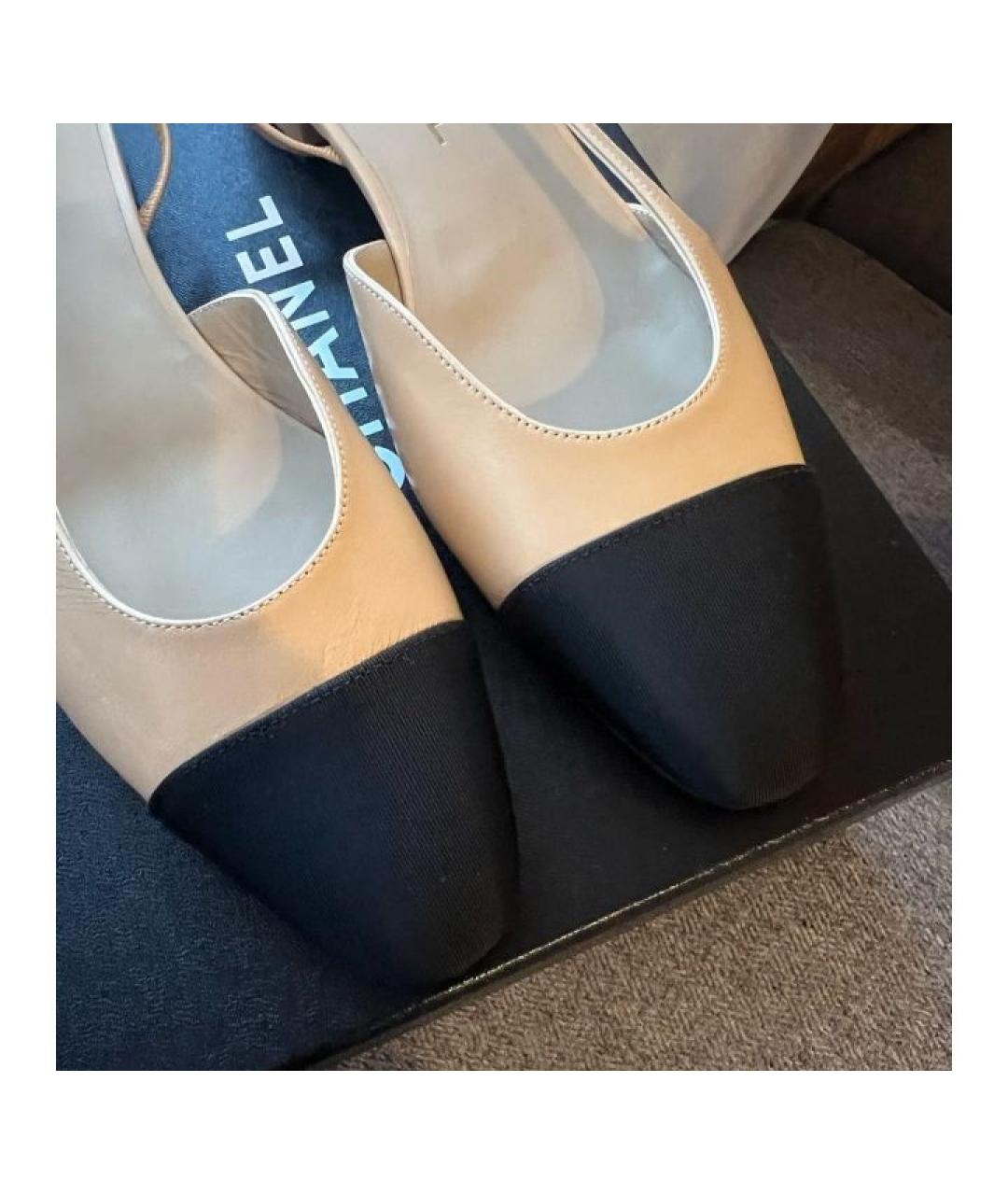 CHANEL Бежевые кожаные балетки, фото 4