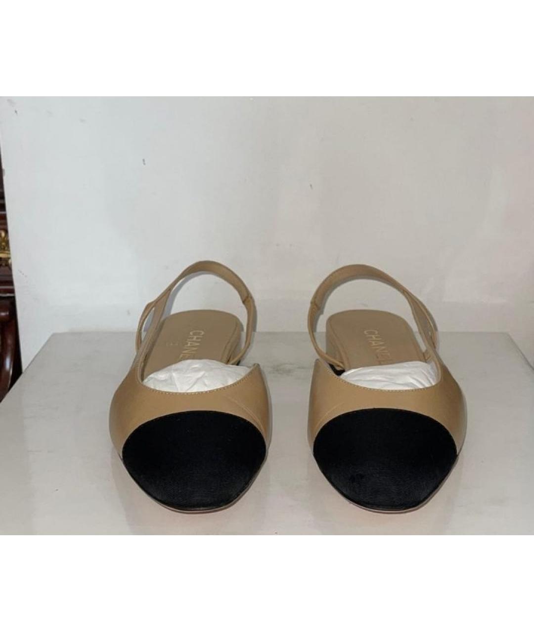 CHANEL Бежевые кожаные балетки, фото 5