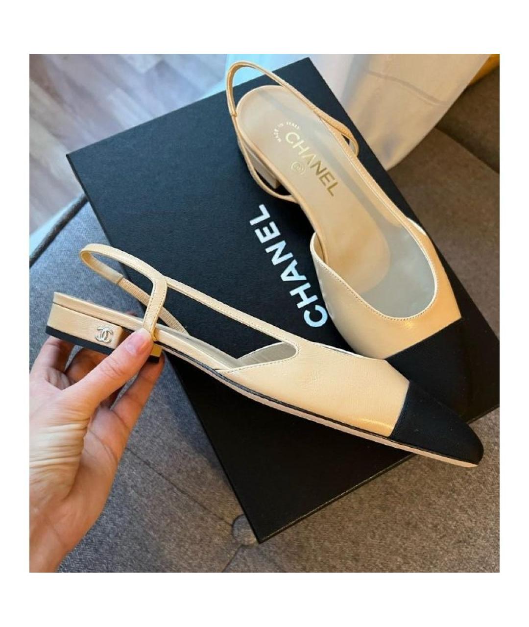 CHANEL Бежевые кожаные балетки, фото 3