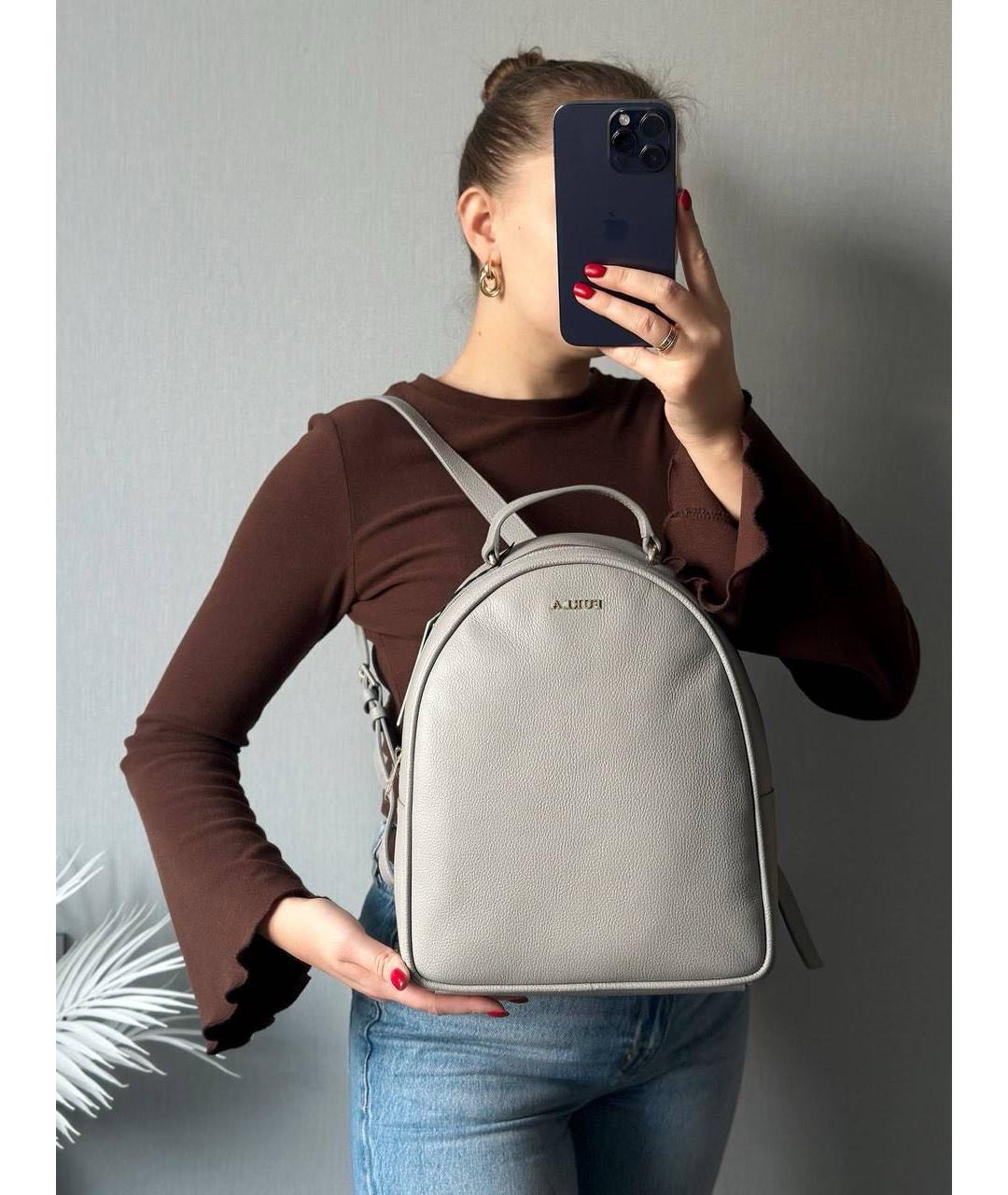 FURLA Серый кожаный рюкзак, фото 6