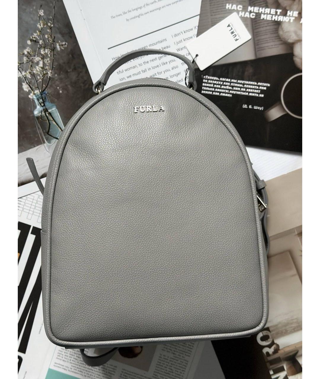 FURLA Серый кожаный рюкзак, фото 7
