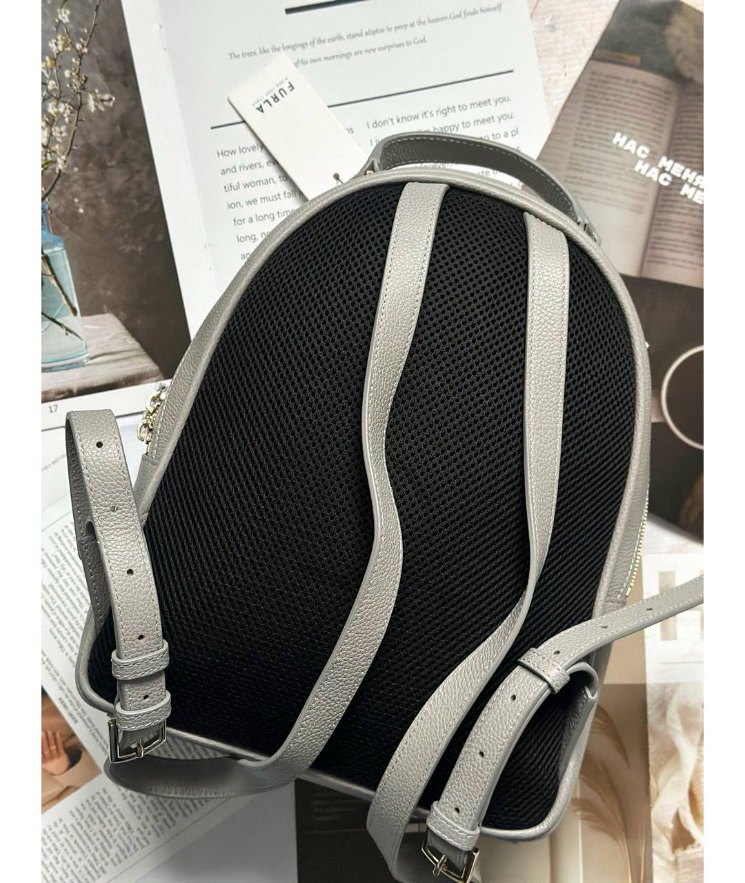 FURLA Серый кожаный рюкзак, фото 4