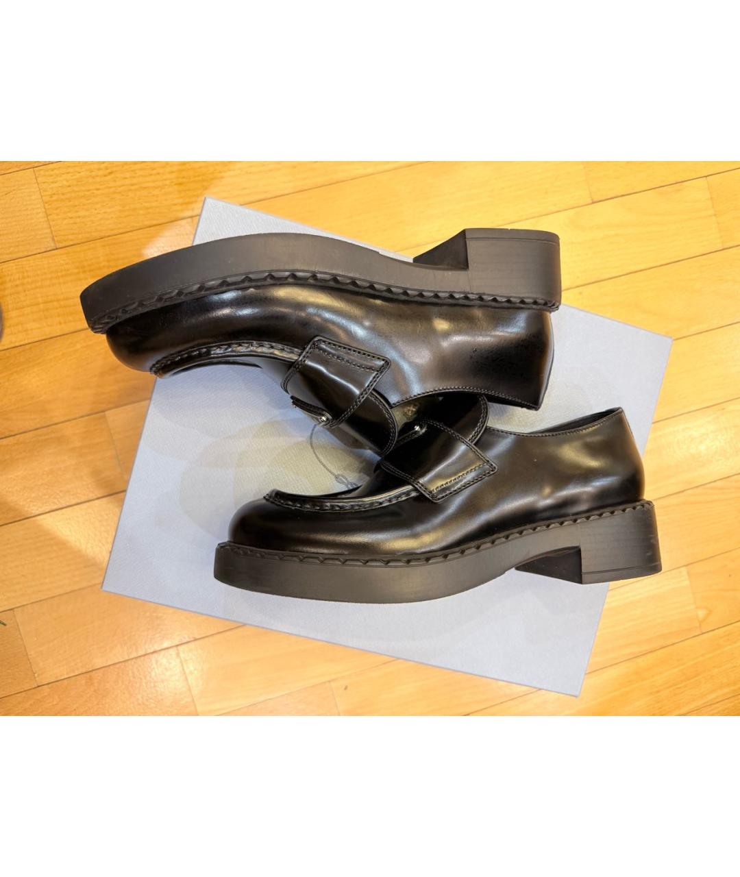 PRADA Черные кожаные лоферы, фото 4