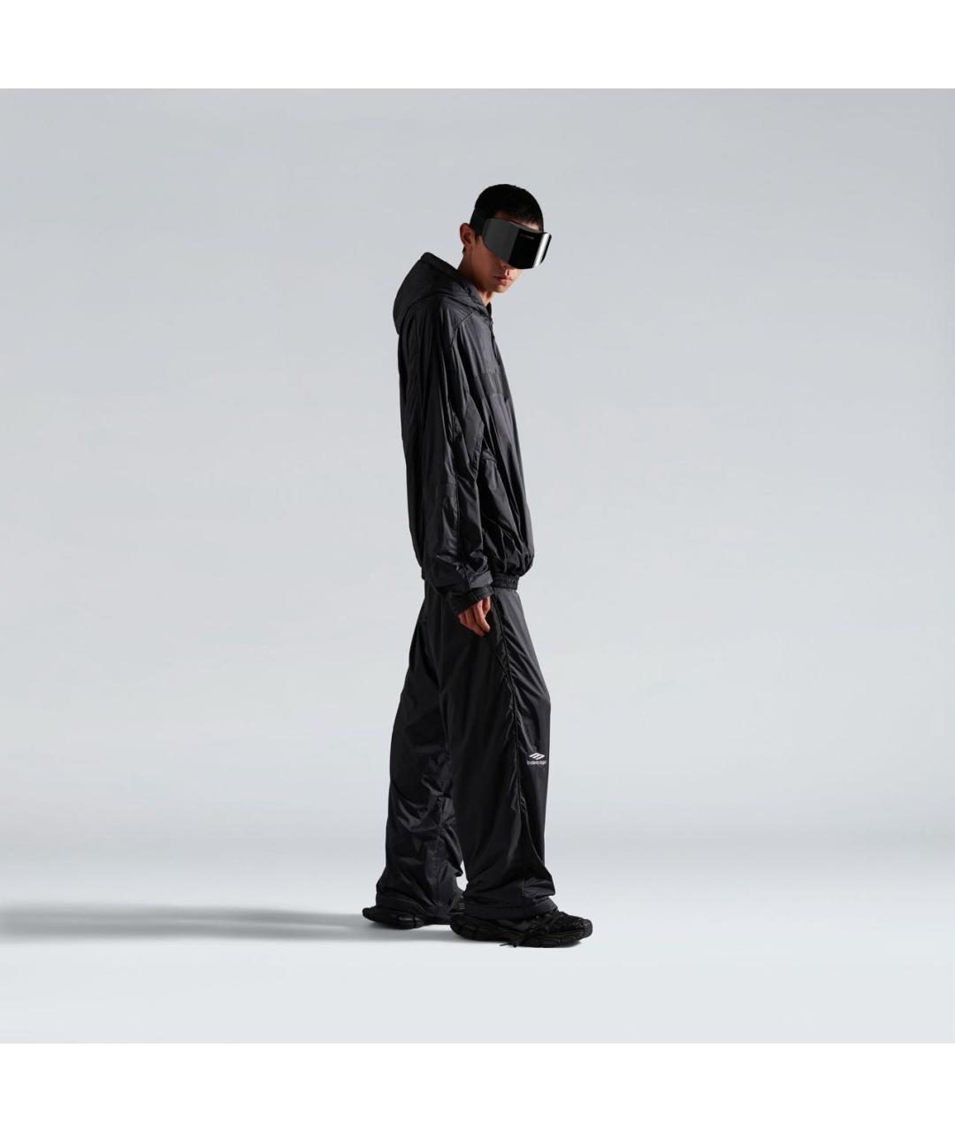 BALENCIAGA Черные полиамидовые повседневные брюки, фото 3