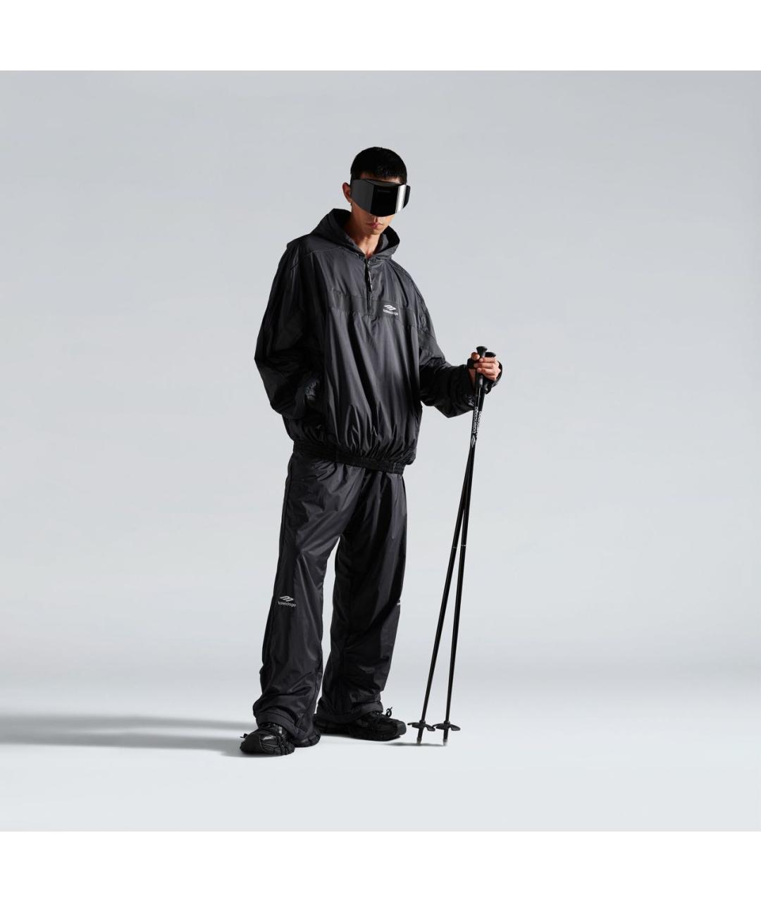 BALENCIAGA Черные полиамидовые повседневные брюки, фото 2