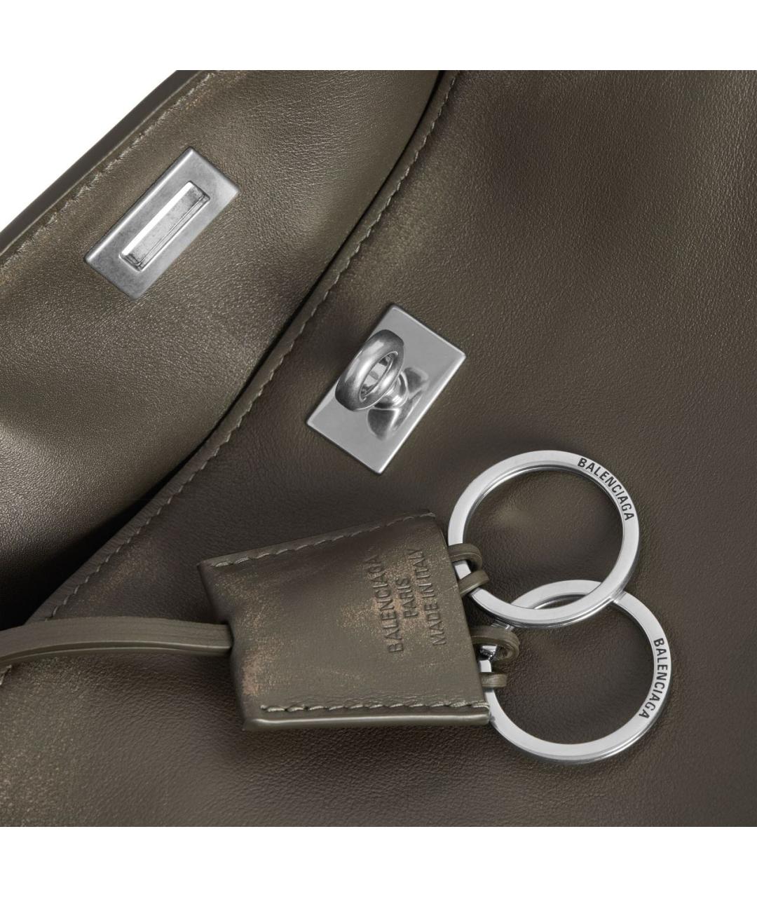 BALENCIAGA Хаки кожаная сумка на плечо, фото 4