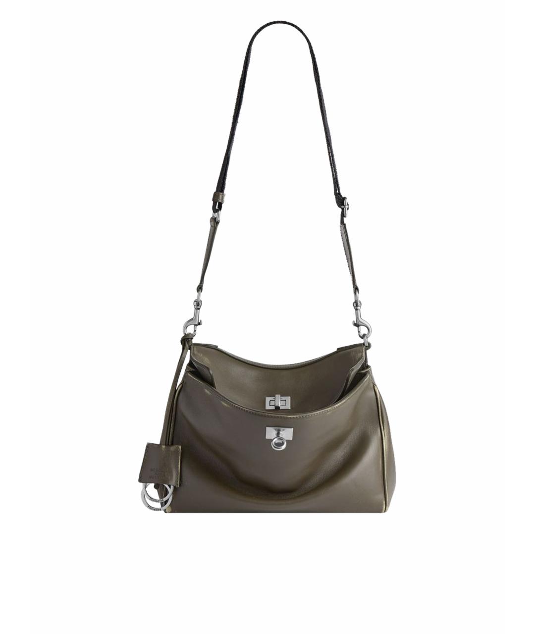BALENCIAGA Хаки кожаная сумка на плечо, фото 1