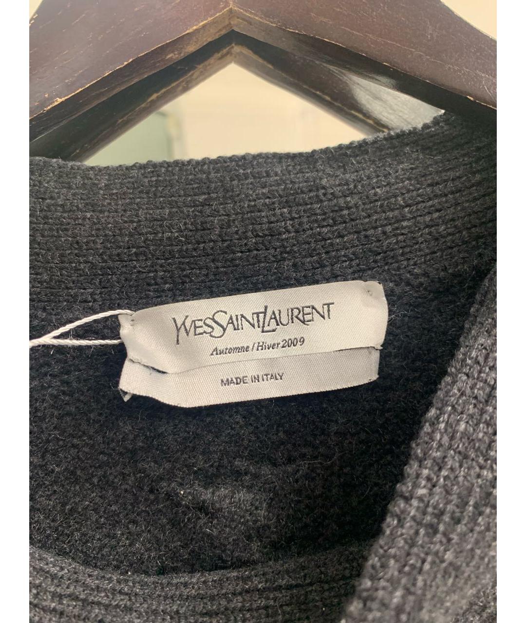 SAINT LAURENT Серый кашемировый кардиган, фото 3