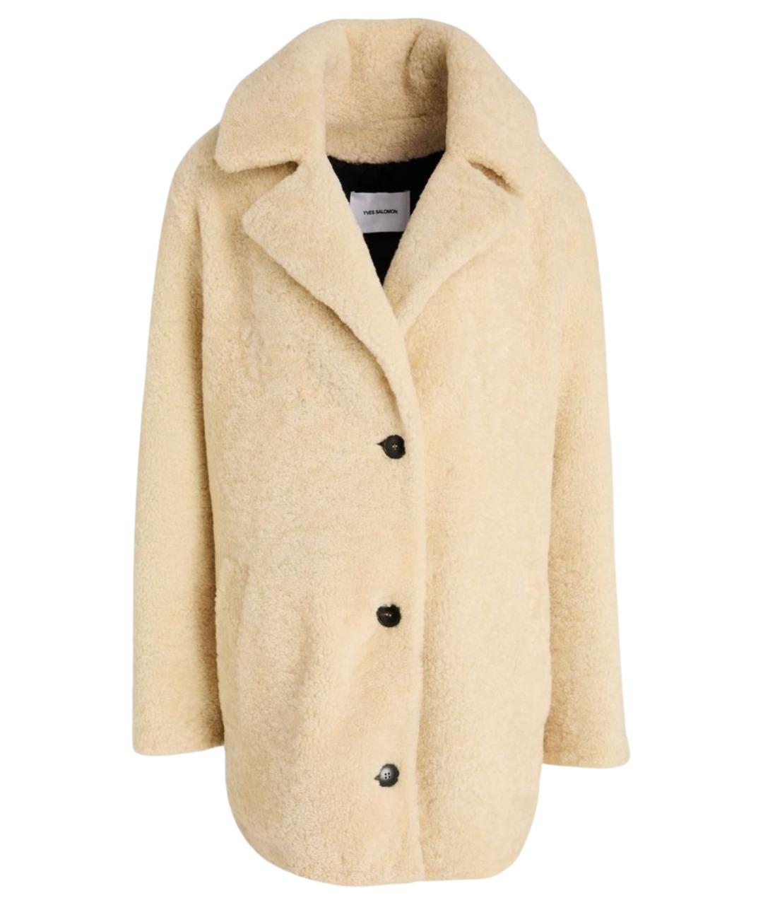 YVES SALOMON Бежевая меховая шуба, фото 1