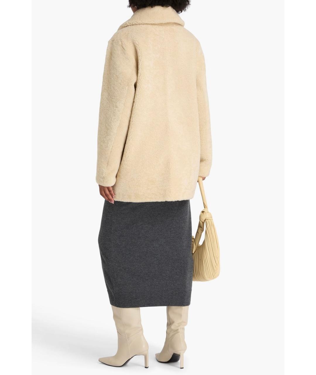 YVES SALOMON Бежевая меховая шуба, фото 3