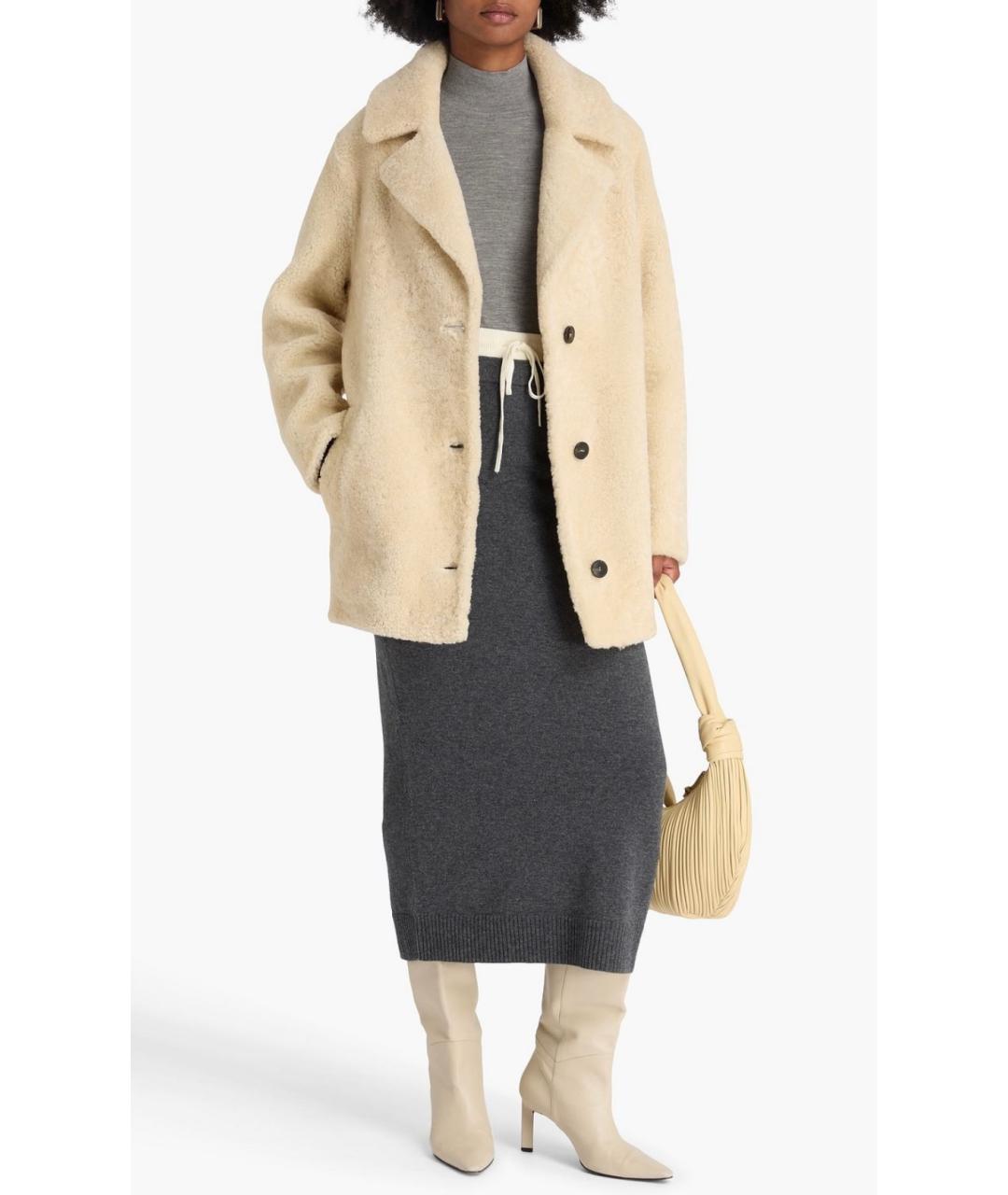 YVES SALOMON Бежевая меховая шуба, фото 2