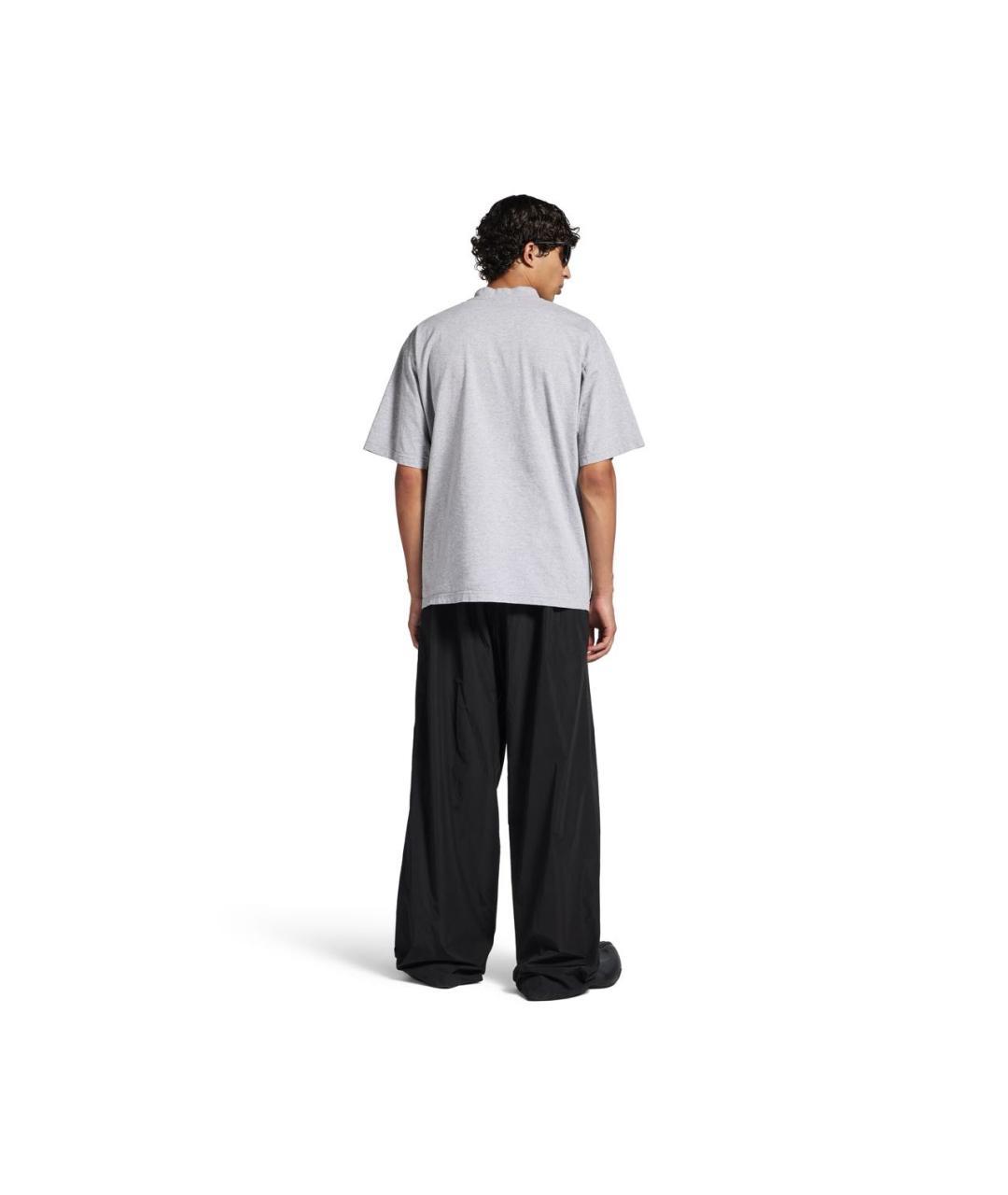 BALENCIAGA Серая хлопковая футболка, фото 4