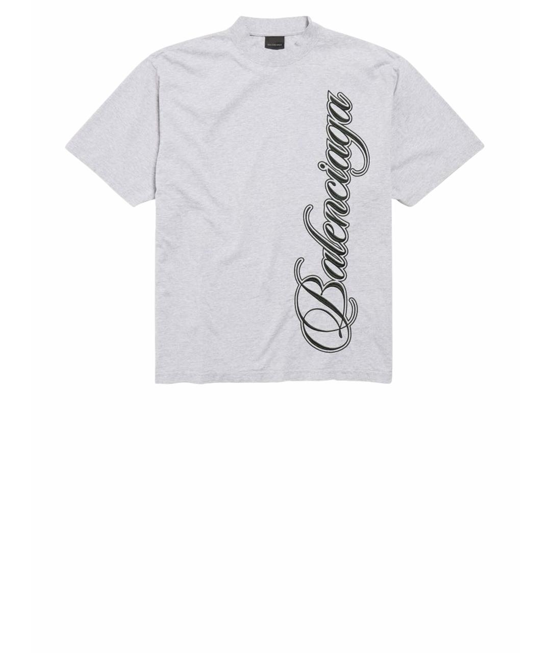 BALENCIAGA Серая хлопковая футболка, фото 1