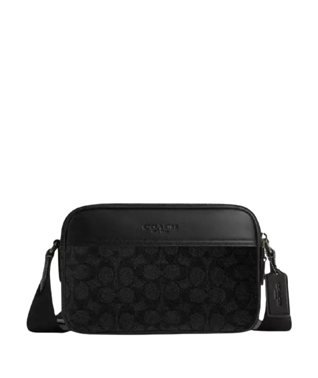 COACH Антрацитовая кожаная сумка на плечо, фото 1