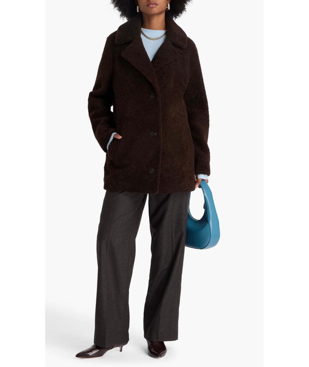 YVES SALOMON Коричневая меховая шуба, фото 2