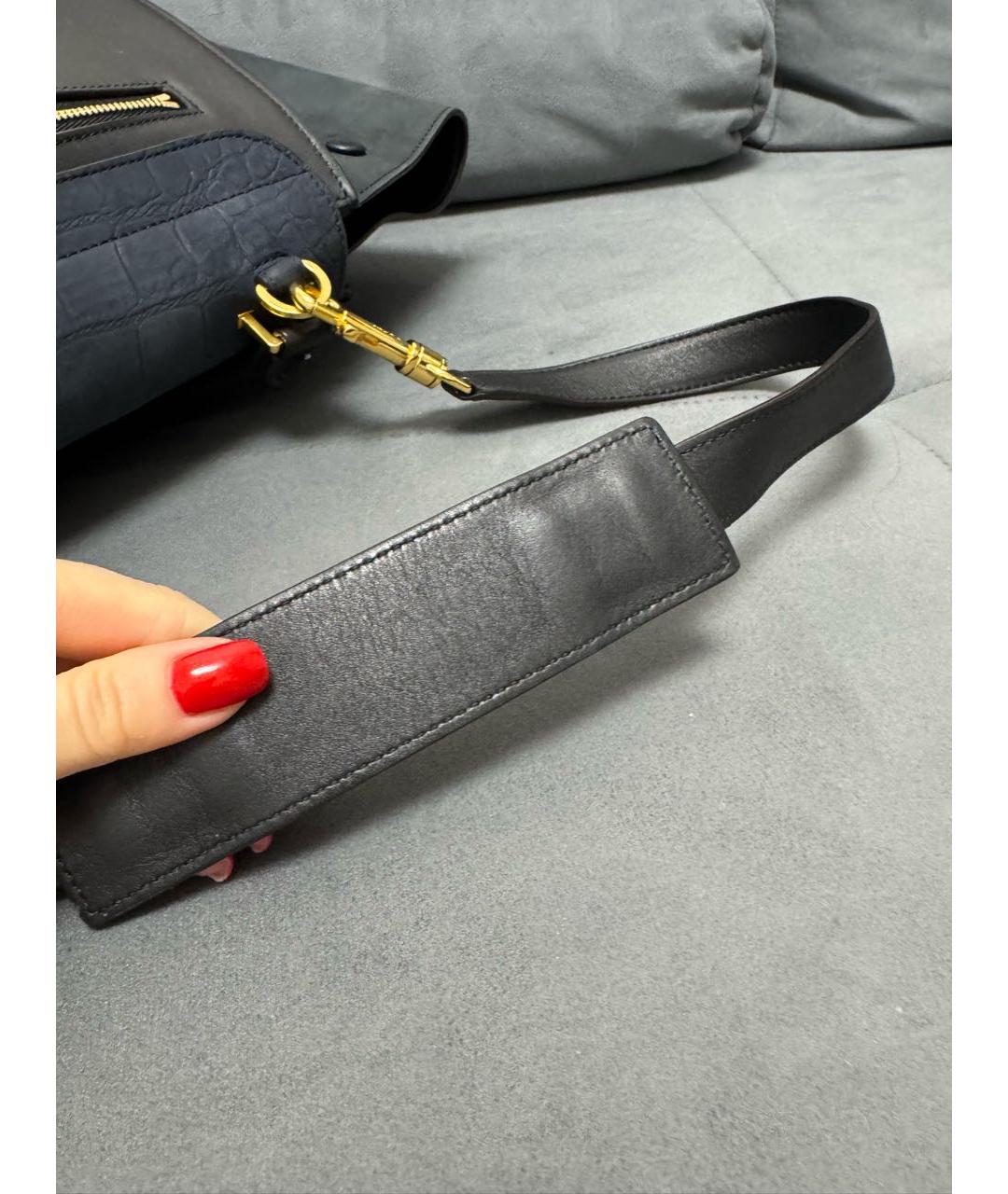 CELINE Темно-синяя кожаная сумка через плечо, фото 5