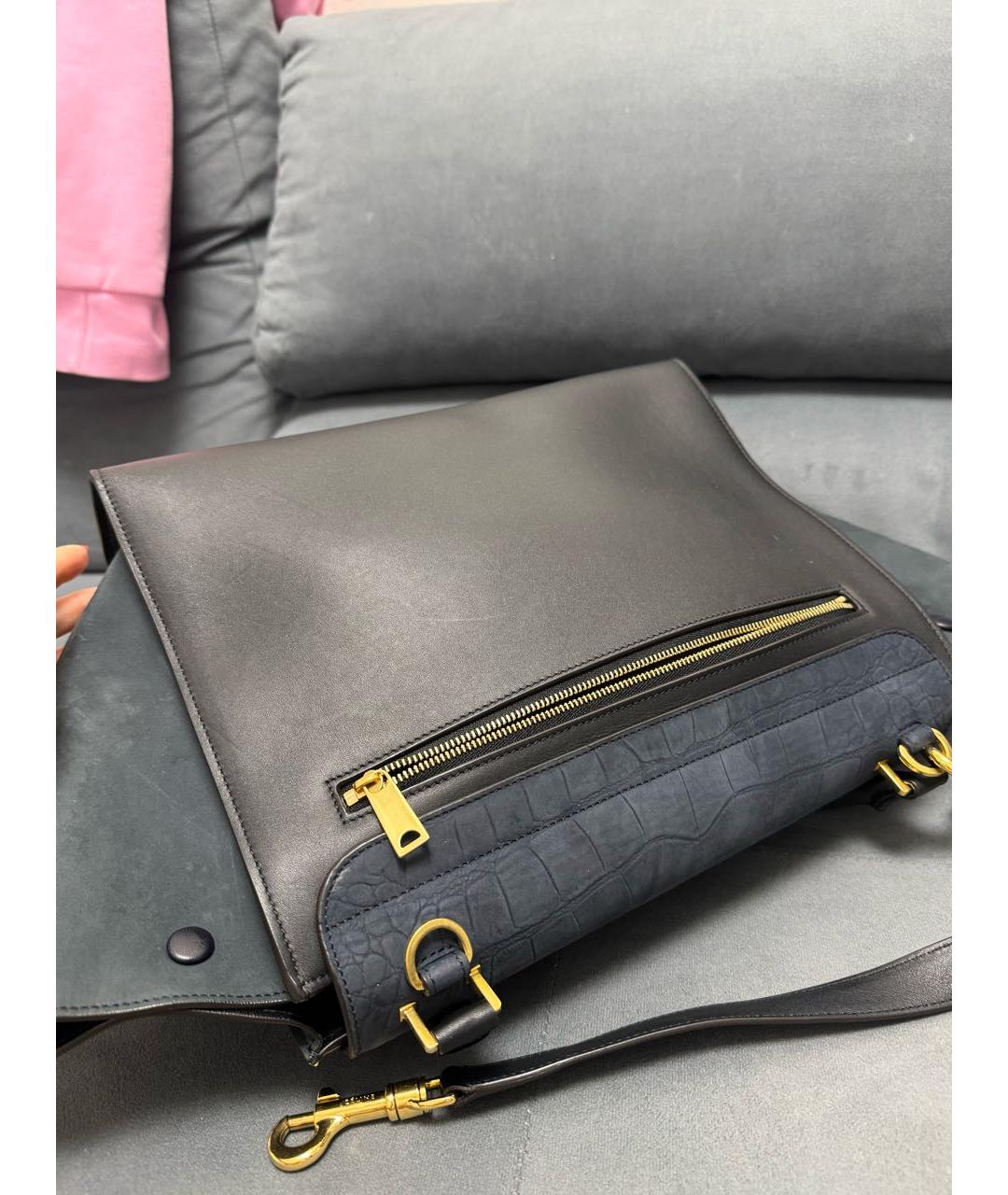 CELINE Темно-синяя кожаная сумка через плечо, фото 6