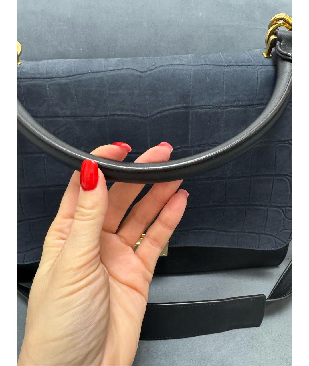 CELINE Темно-синяя кожаная сумка через плечо, фото 8