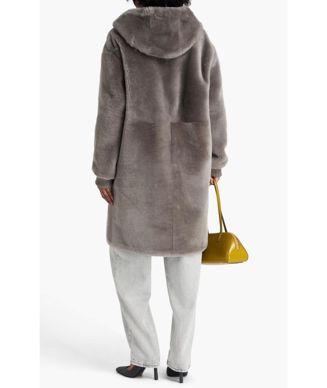 YVES SALOMON Серая меховая шуба, фото 3