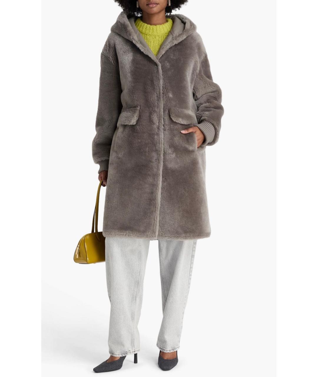 YVES SALOMON Серая меховая шуба, фото 2