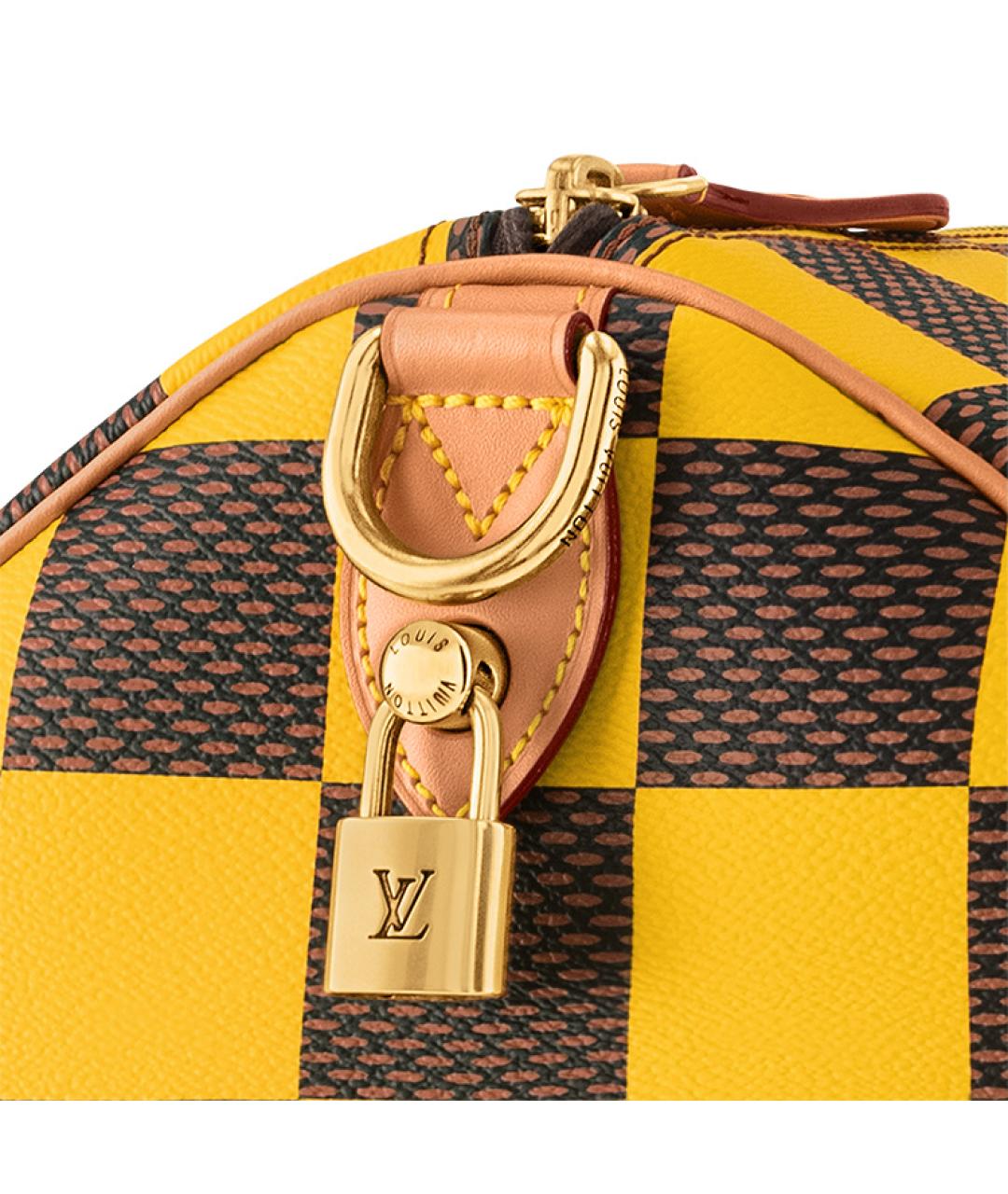 LOUIS VUITTON Желтая кожаная дорожная/спортивная сумка, фото 6