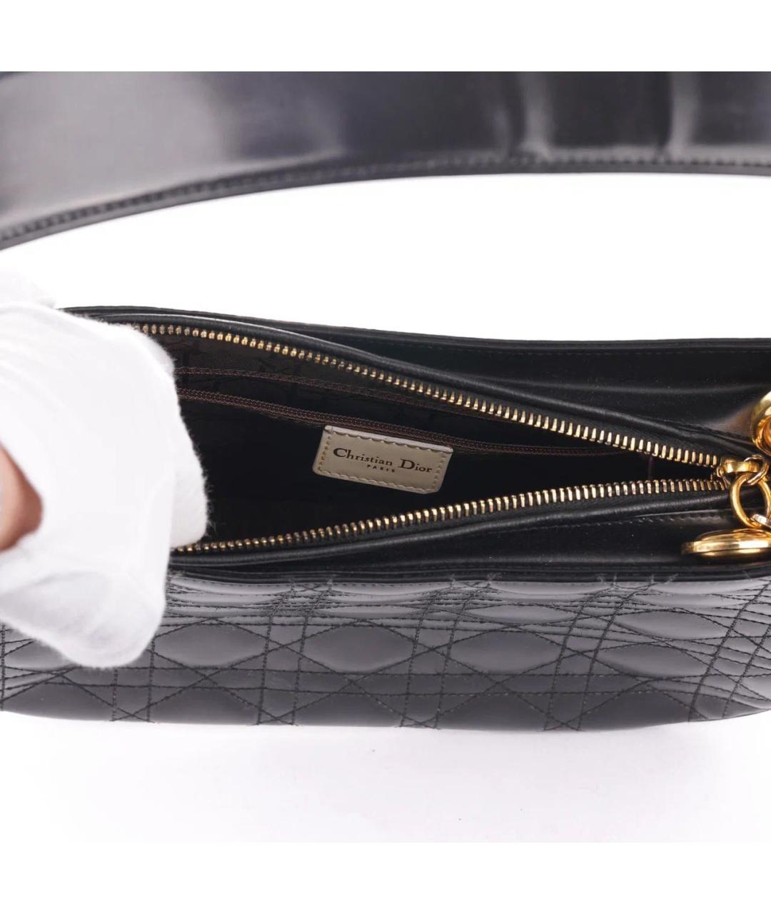 CHRISTIAN DIOR Черная кожаная сумка с короткими ручками, фото 6