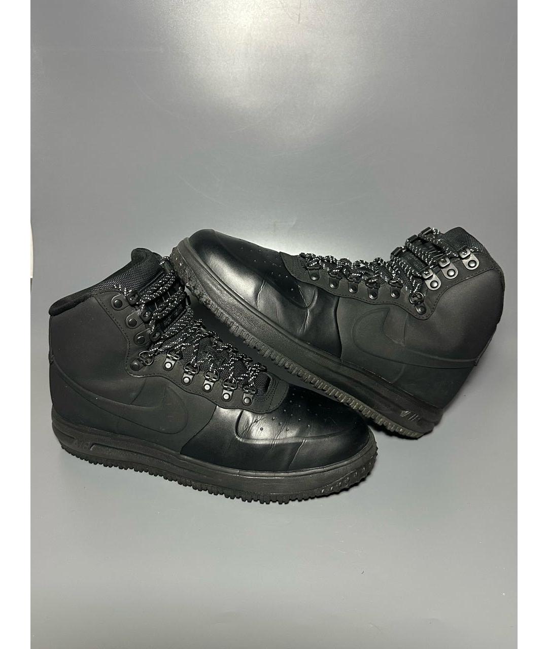 NIKE Черные кожаные высокие кроссовки / кеды, фото 6