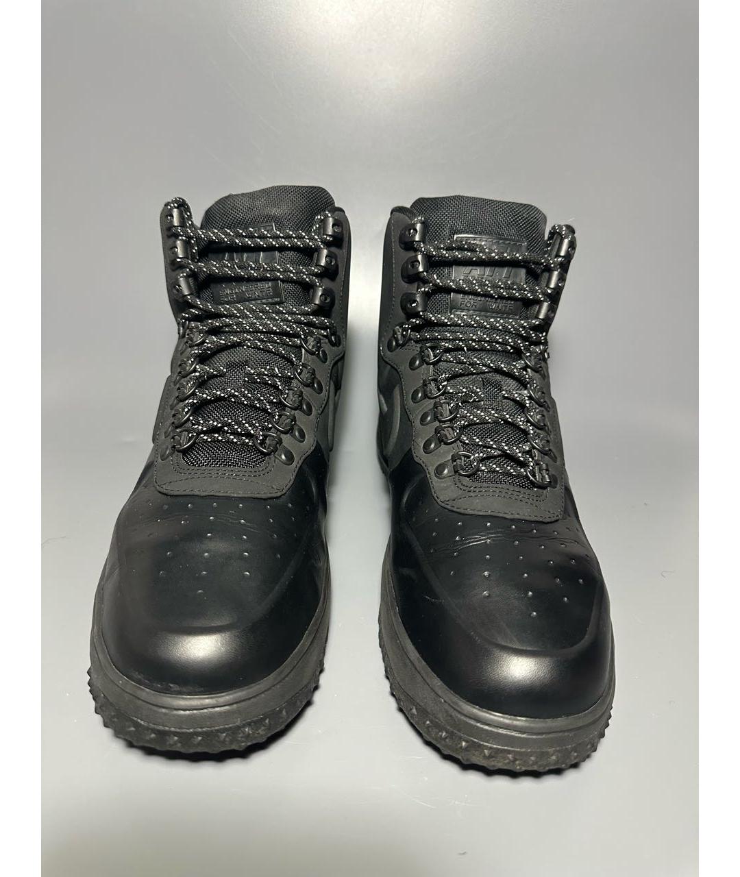 NIKE Черные кожаные высокие кроссовки / кеды, фото 2