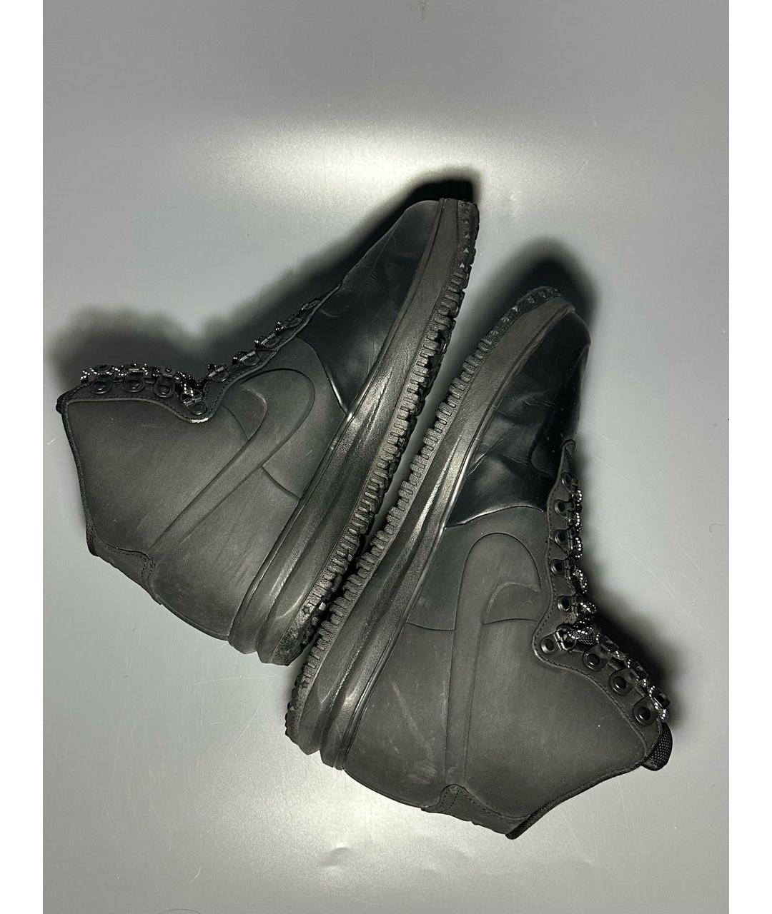 NIKE Черные кожаные высокие кроссовки / кеды, фото 7