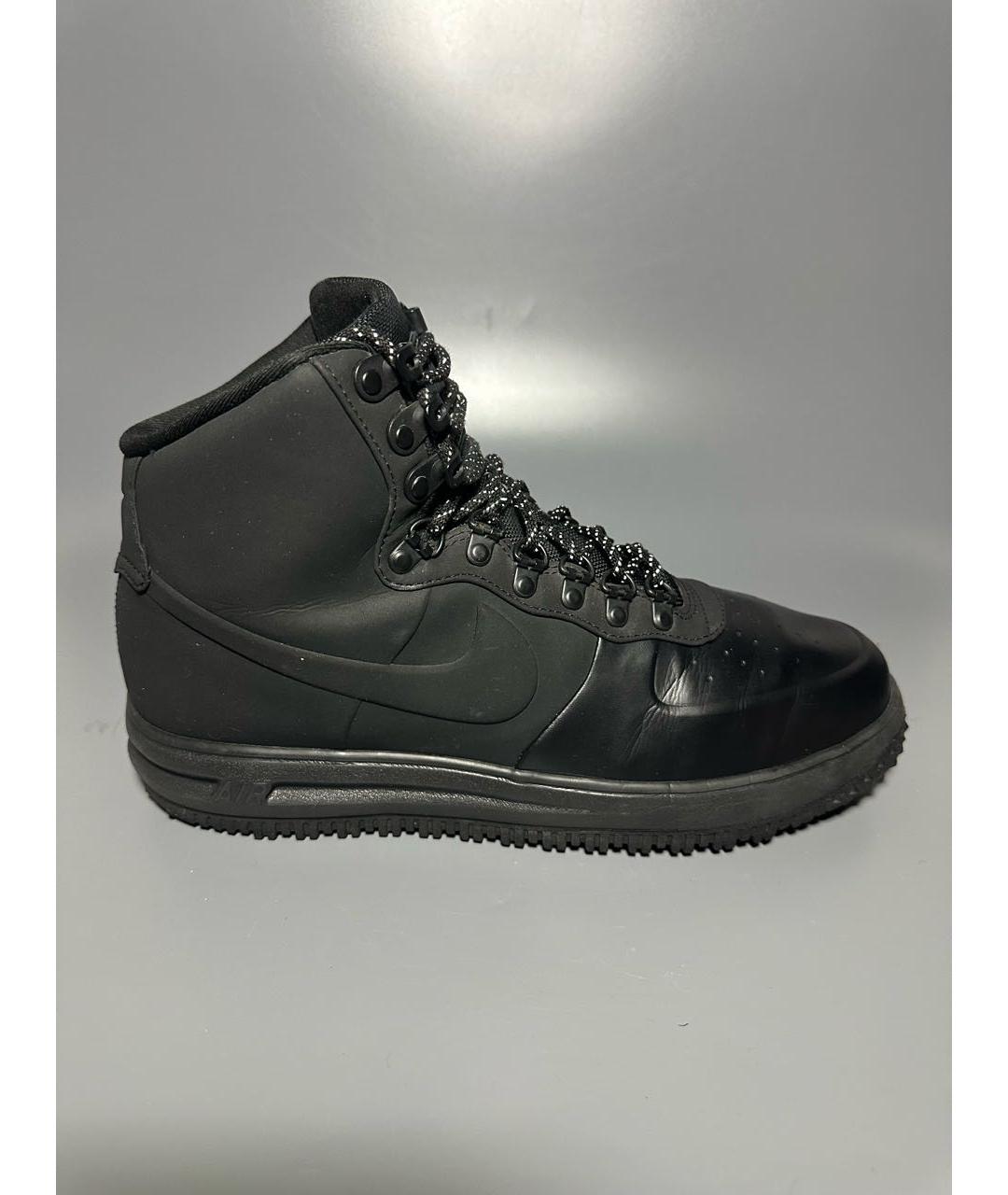 NIKE Черные кожаные высокие кроссовки / кеды, фото 9