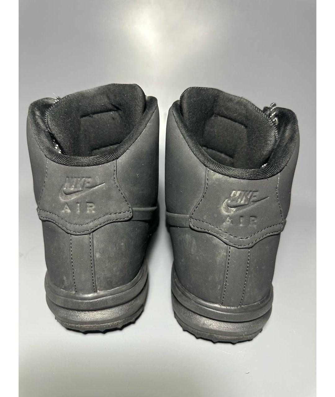 NIKE Черные кожаные высокие кроссовки / кеды, фото 4