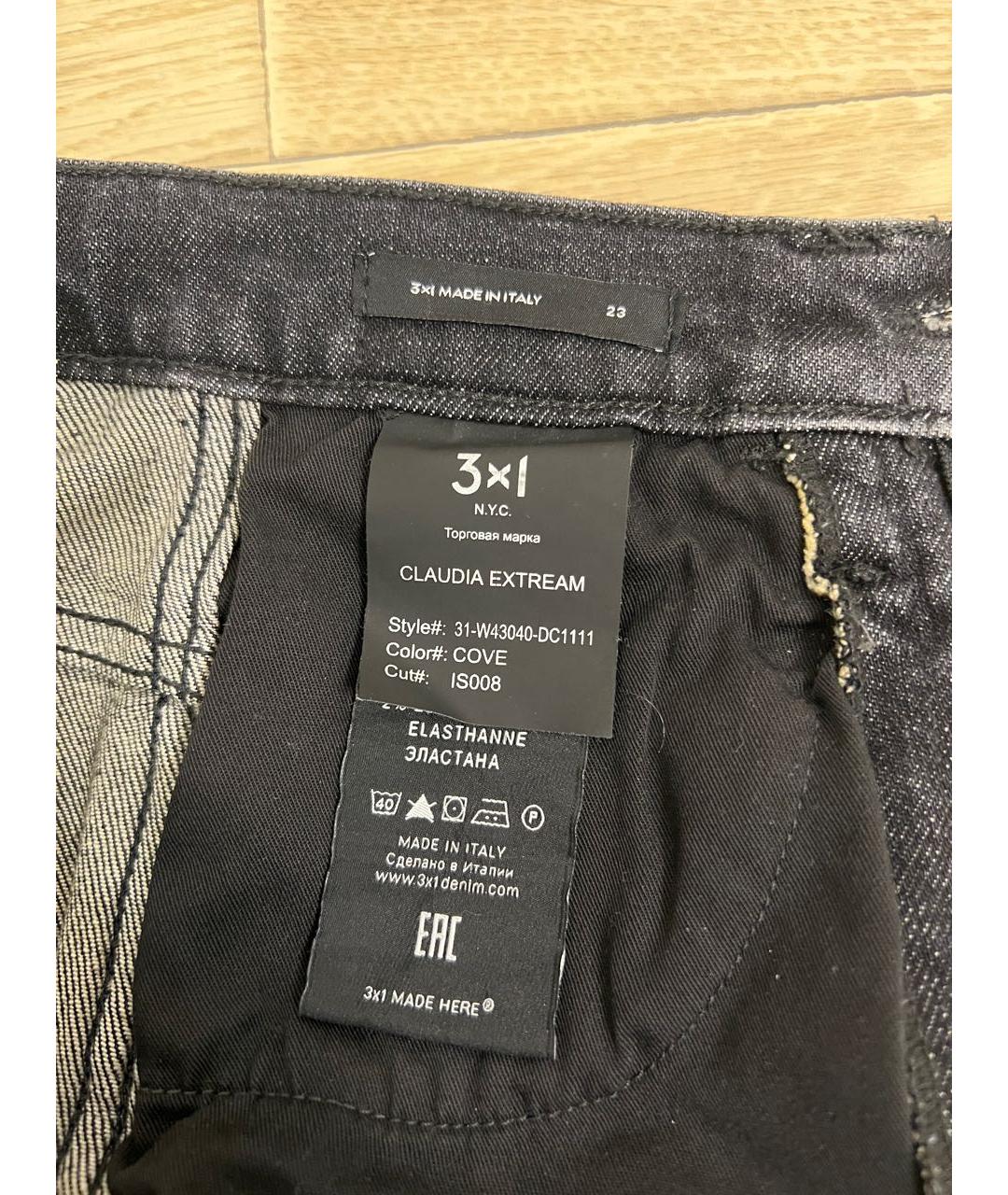 3X1 Черные хлопковые прямые джинсы, фото 4