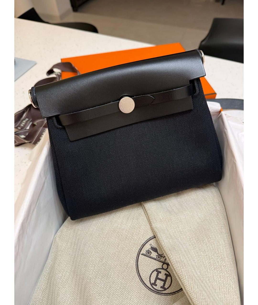 HERMES Черная кожаная сумка через плечо, фото 3