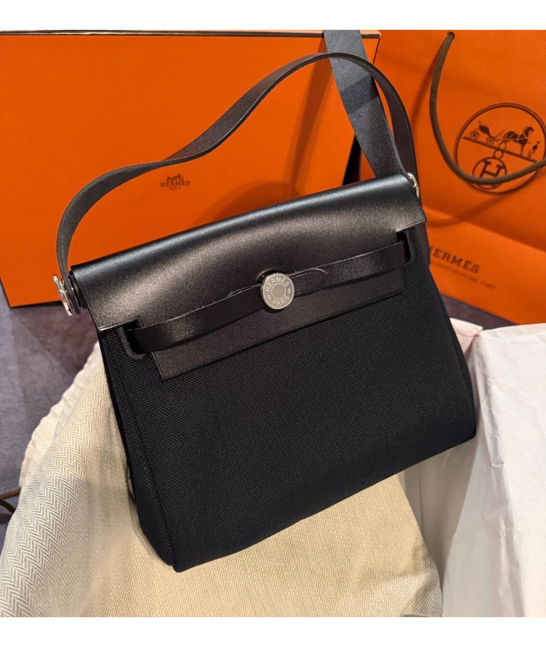 HERMES Черная кожаная сумка через плечо, фото 2