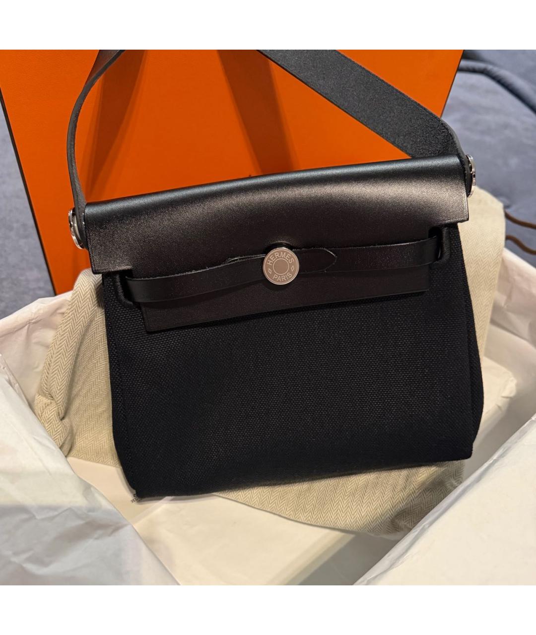 HERMES Черная кожаная сумка через плечо, фото 4
