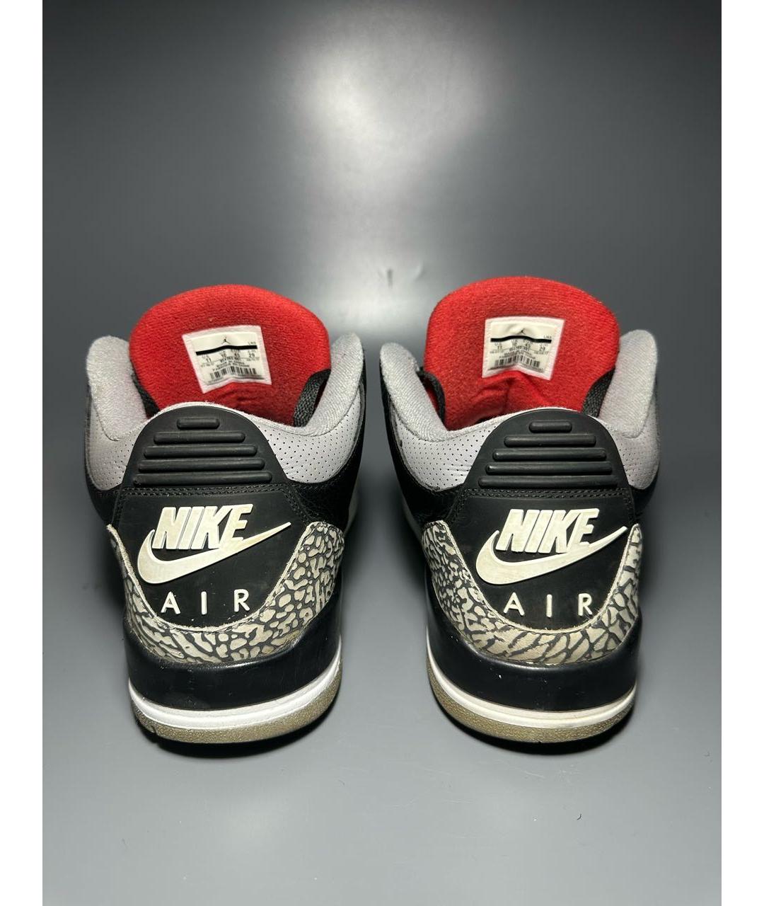 JORDAN Черные кожаные высокие кроссовки / кеды, фото 4