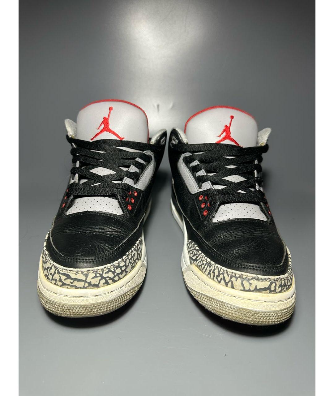 JORDAN Черные кожаные высокие кроссовки / кеды, фото 2