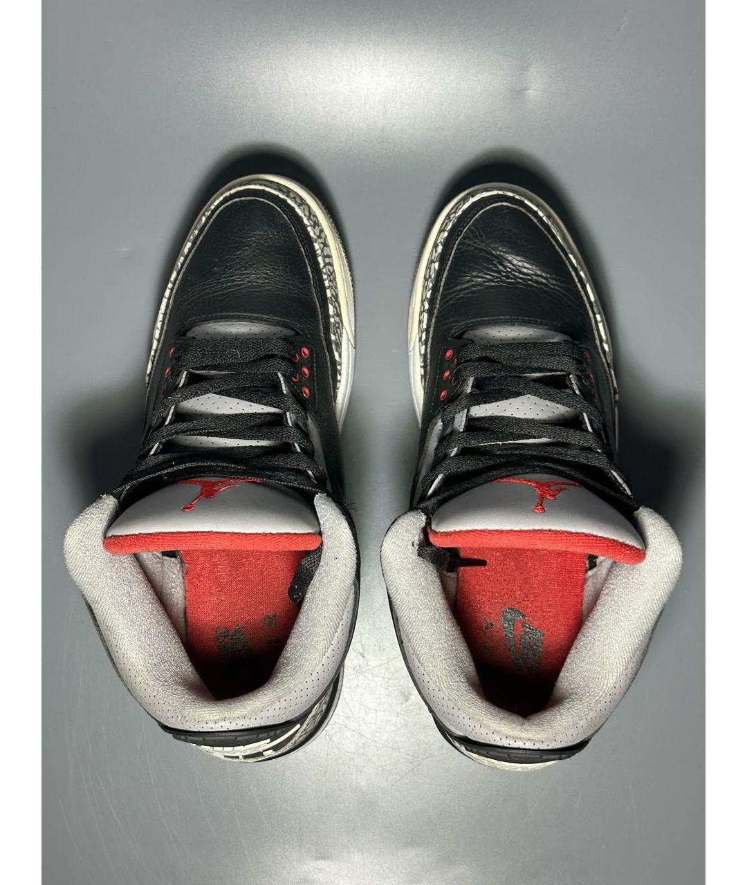 JORDAN Черные кожаные высокие кроссовки / кеды, фото 3