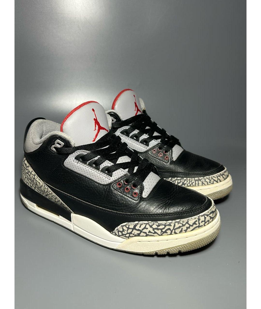 JORDAN Черные кожаные высокие кроссовки / кеды, фото 5