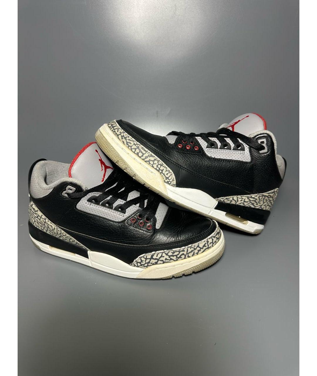 JORDAN Черные кожаные высокие кроссовки / кеды, фото 6