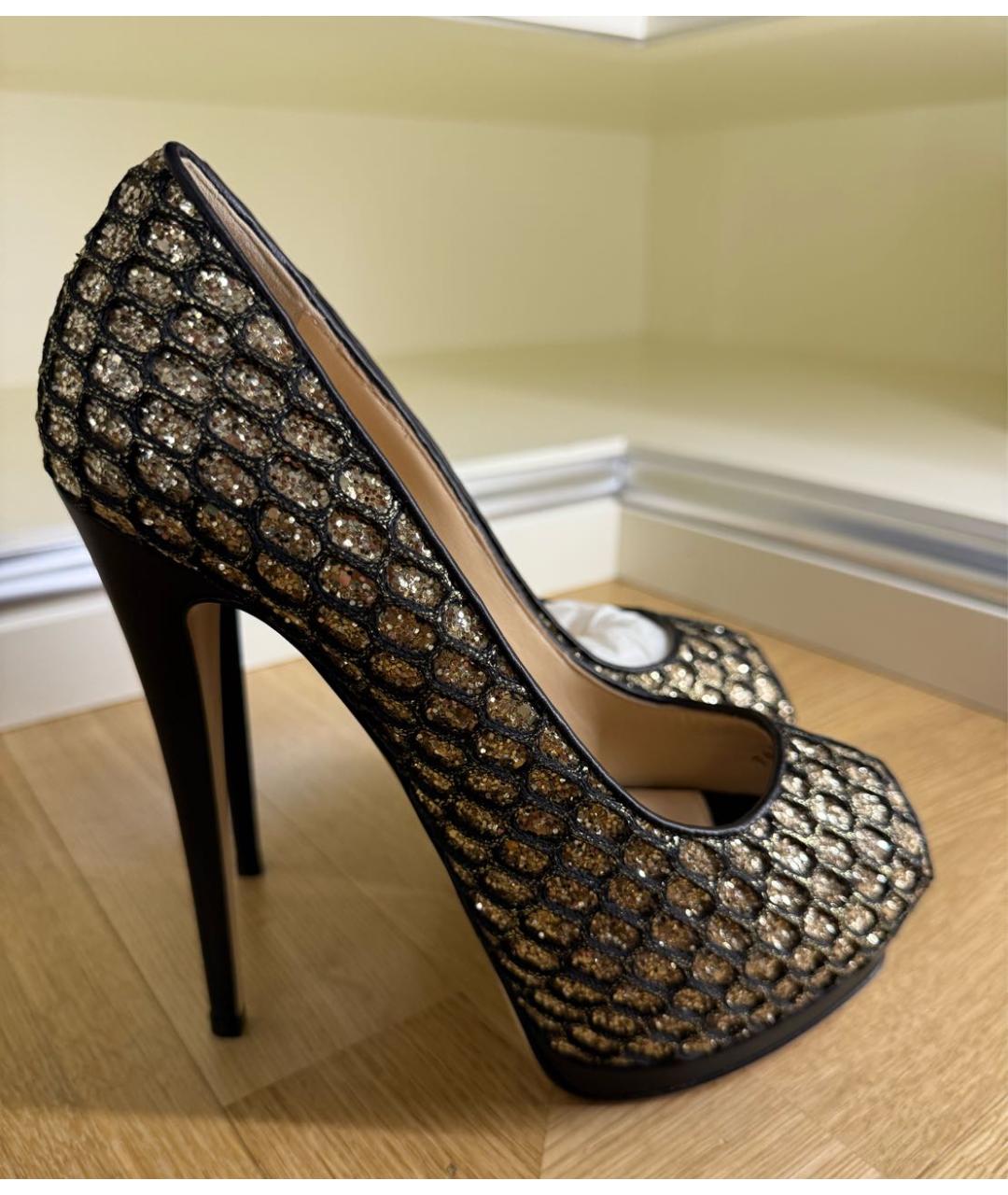 GIUSEPPE ZANOTTI DESIGN Золотые текстильные туфли, фото 7