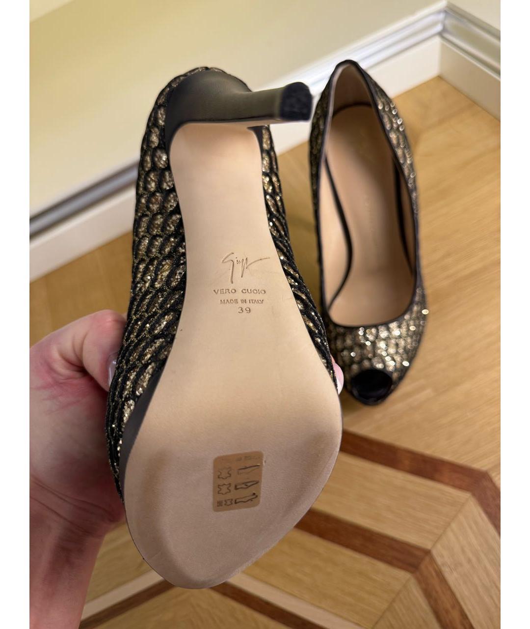 GIUSEPPE ZANOTTI DESIGN Золотые текстильные туфли, фото 5