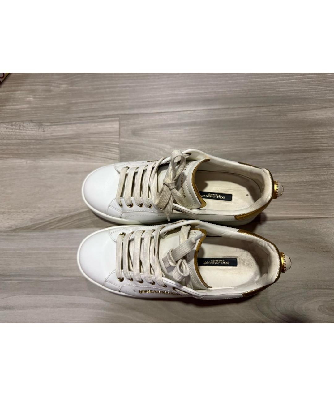 DOLCE&GABBANA Белые кожаные кроссовки, фото 7
