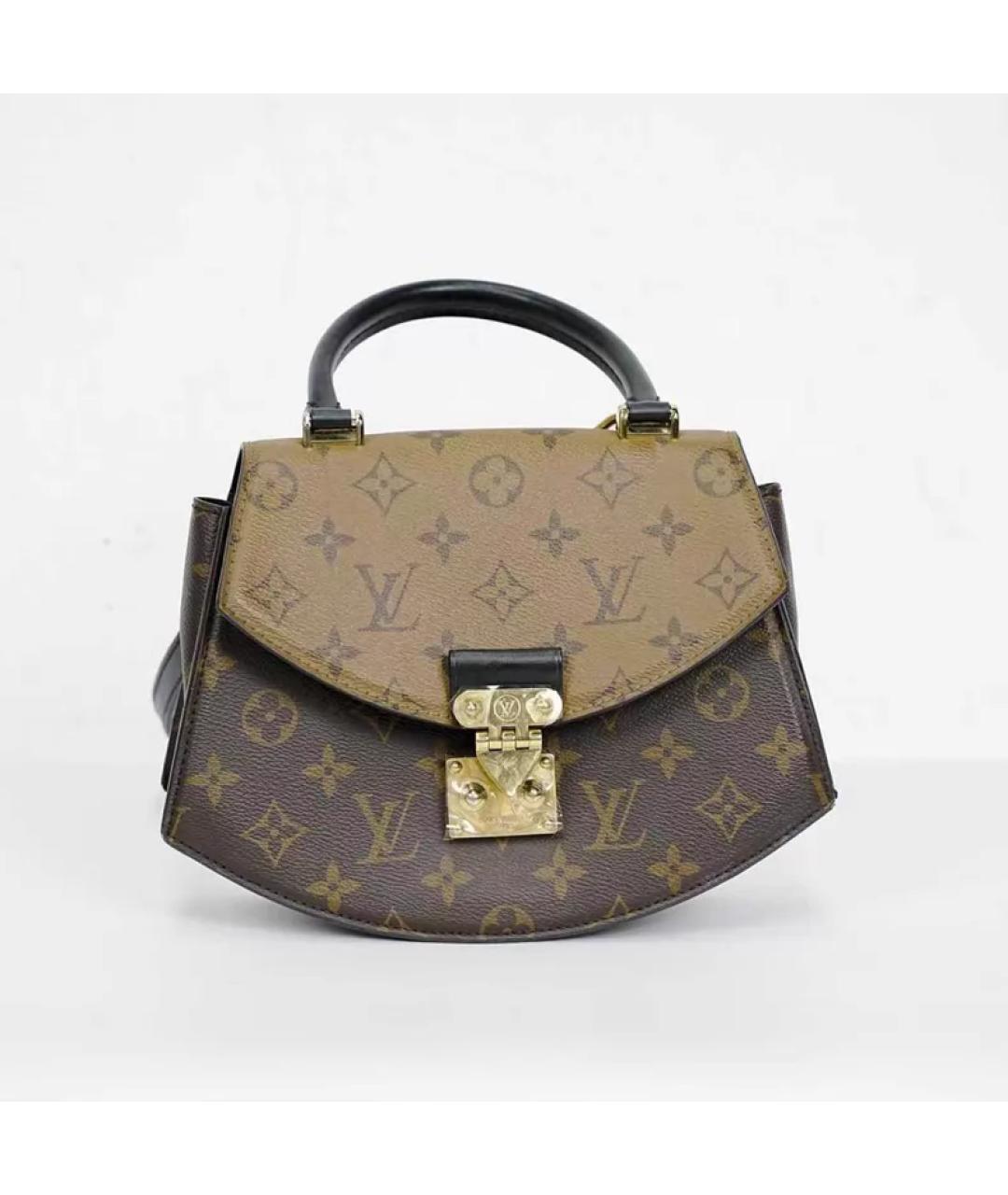 LOUIS VUITTON Коричневая тканевая сумка с короткими ручками, фото 10