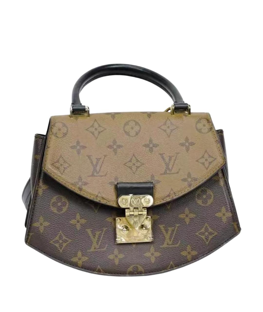 LOUIS VUITTON Коричневая тканевая сумка с короткими ручками, фото 1
