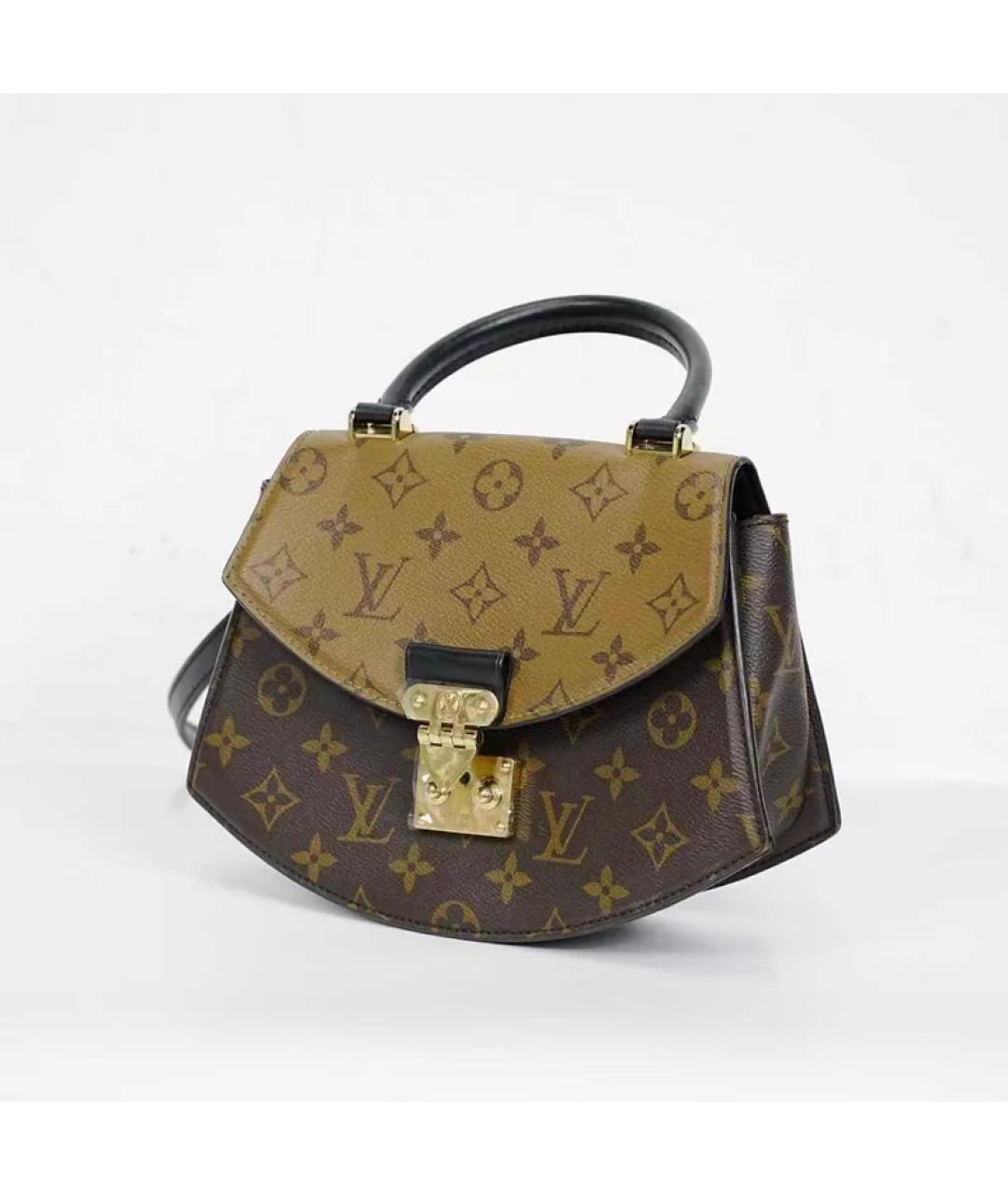 LOUIS VUITTON Коричневая тканевая сумка с короткими ручками, фото 2