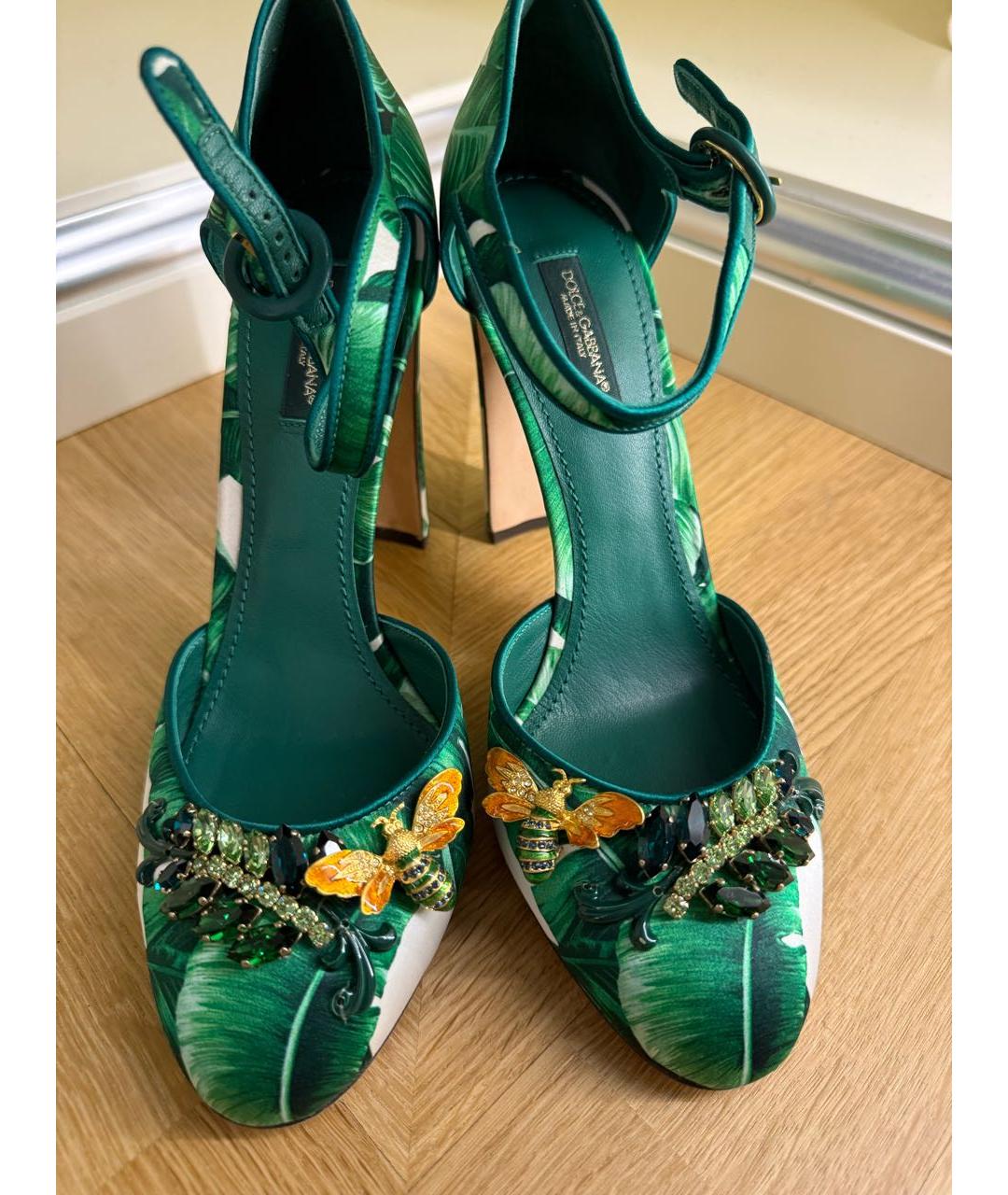 DOLCE&GABBANA Зеленые текстильные туфли, фото 2