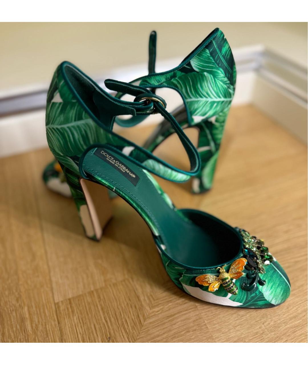 DOLCE&GABBANA Зеленые текстильные туфли, фото 6