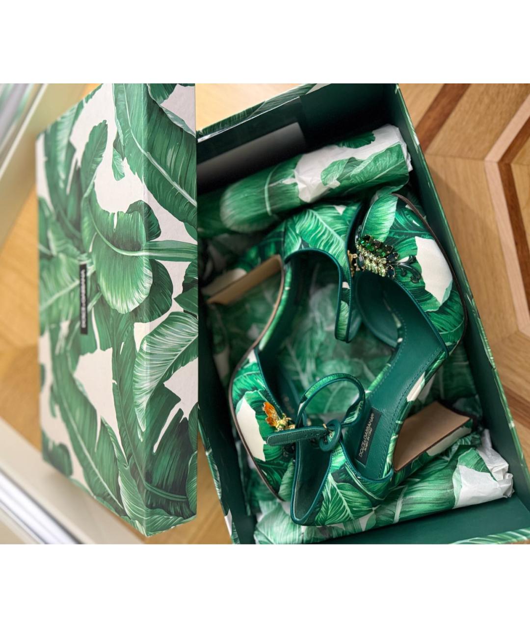 DOLCE&GABBANA Зеленые текстильные туфли, фото 5