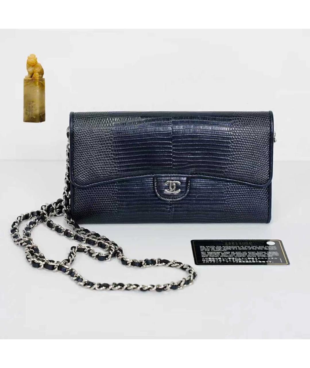 CHANEL Черная сумка с короткими ручками из экзотической кожи, фото 9